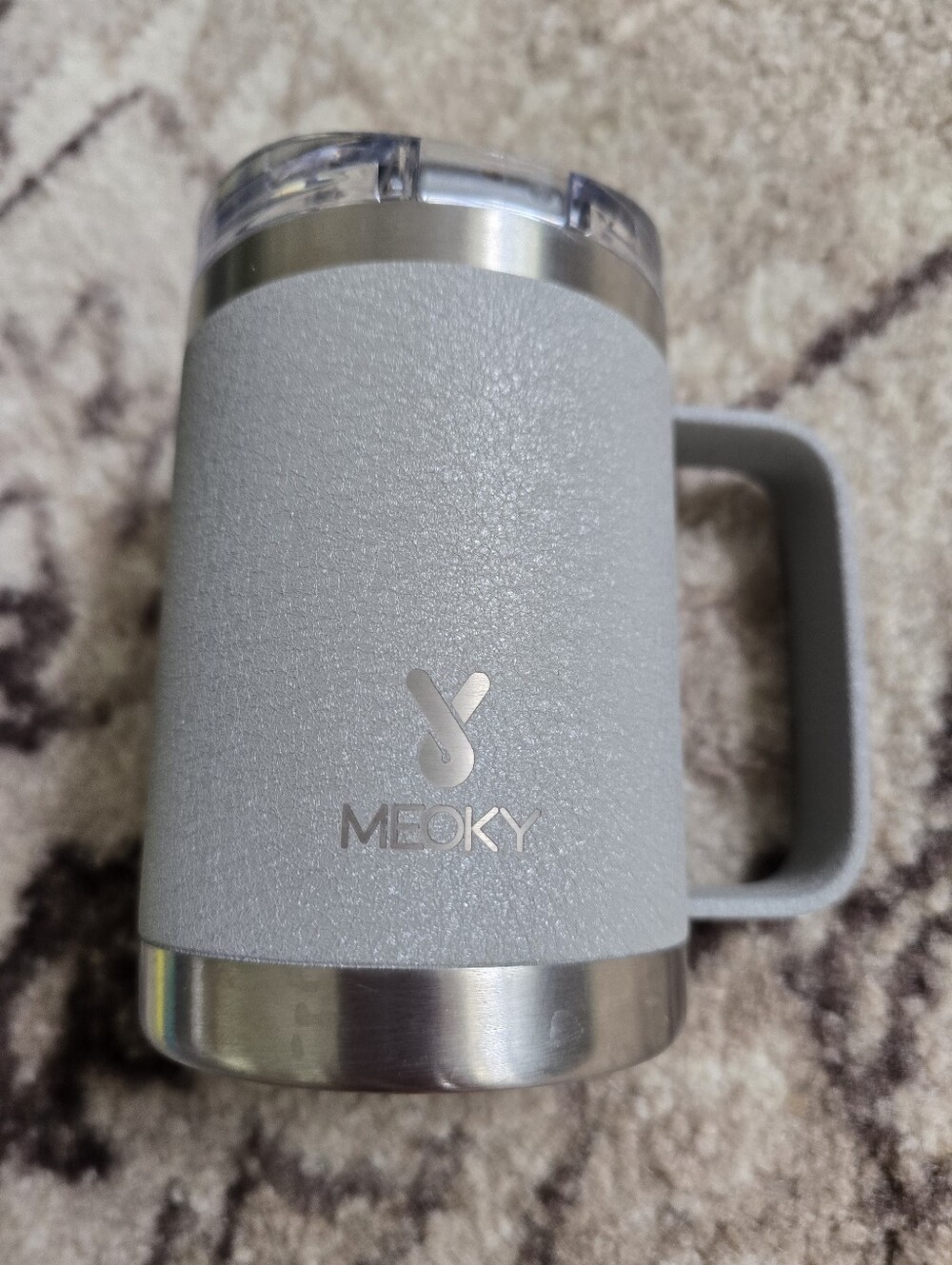 Meoky Gray Insulated Travel Mug with Handle